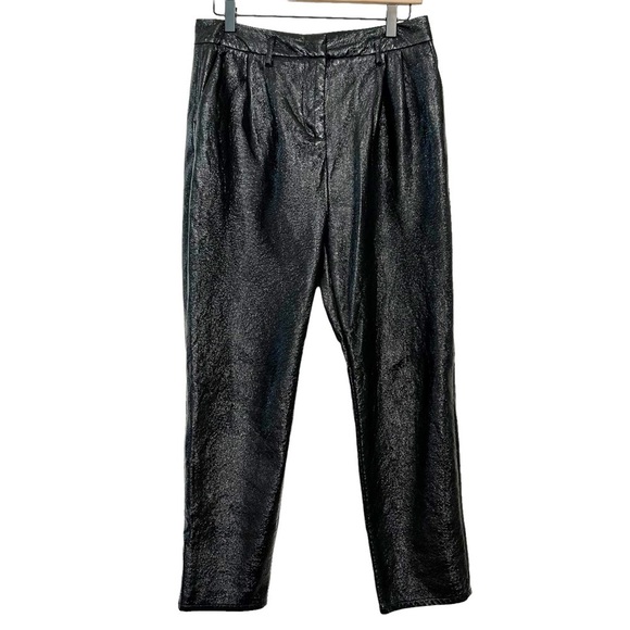 Who What Wear Faux Leather Shiny Reptile Textured Pleated Dress Pants Sz 4 Fall - Picture 1 of 6